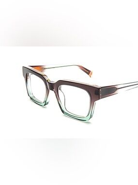 Bevel KASBAH Women’s Gradient Square Frame Glasses in Brown and Green